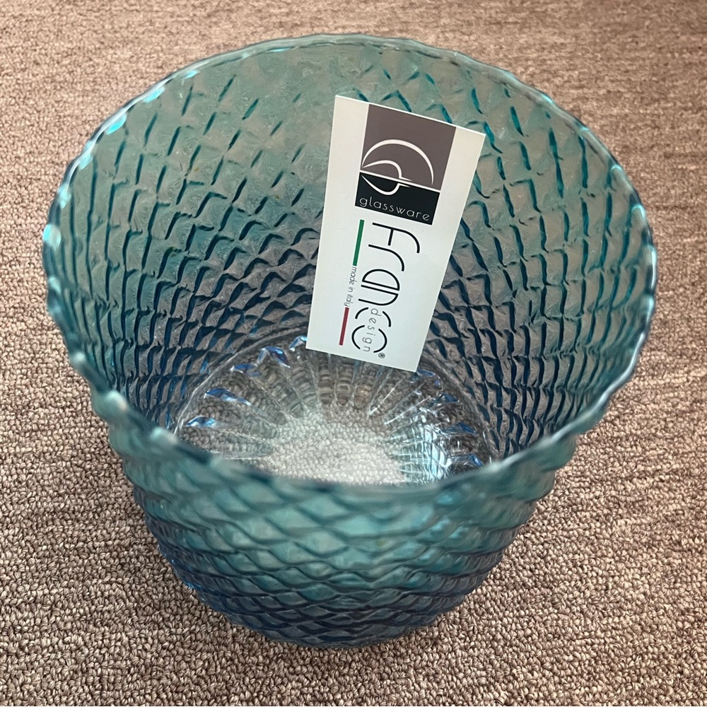 Franco design glassware Big candle holder MADE IN ITALY NWT